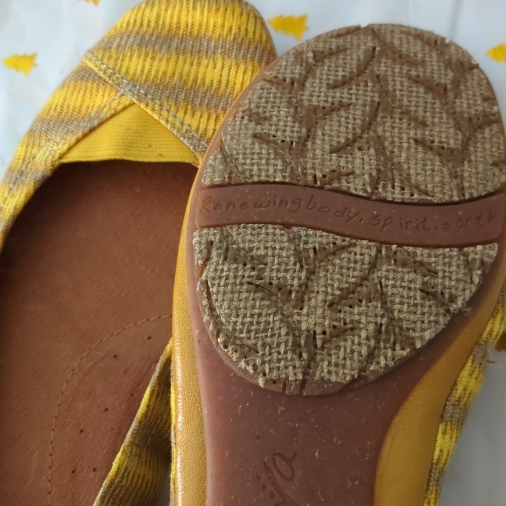 Naya River Ballet Boho Marigold Yellow Leather Fabric Mix Women's Flats Sz 10 - Picture 3 of 6